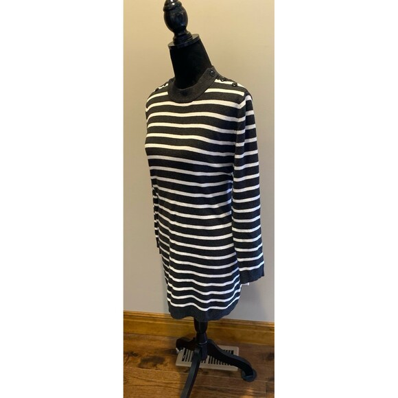 L.O.G.G. H&M LADIES STRIPE SWEATER DRESS LONG SLEEVE SIZE MEDIUM FINE KNIT Gray - Picture 5 of 11